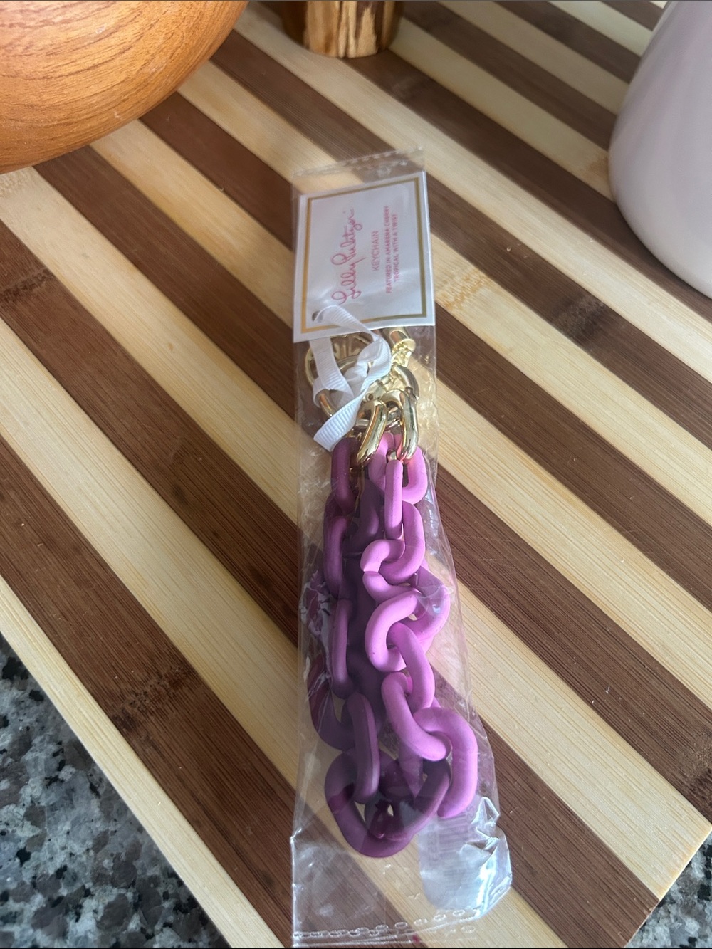 Vera Bradley Lavender-Pink Link Chain Strap with Gold Hardware